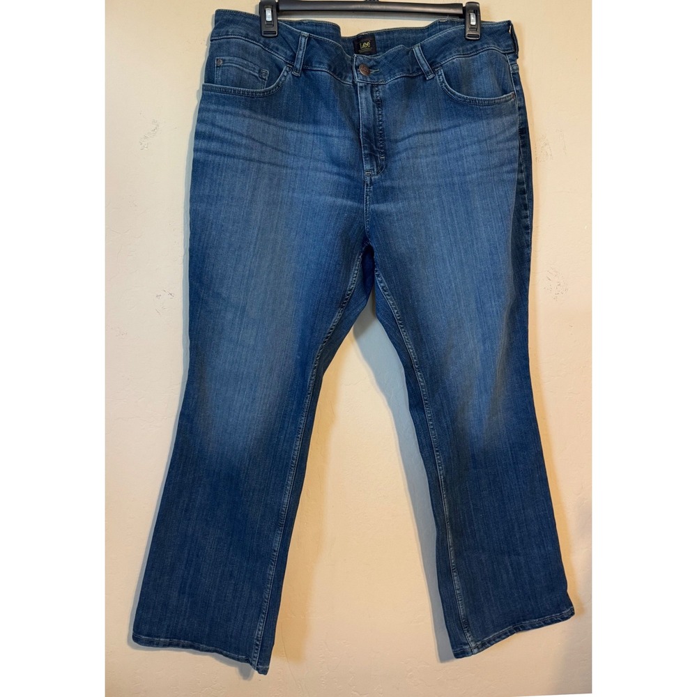 Lee Bootcut Jeans Women 22W Short Blue Mid Rise Stretch Denim Pants Cowgirl NEW